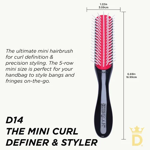 Vista 2 de Denman Mini Curl & Blow-Dry Styling Brush – Define Curls, Smooth Frizz & Style Short Hair with Precision, D14 Floral Fantasy (Floral Fantasy)