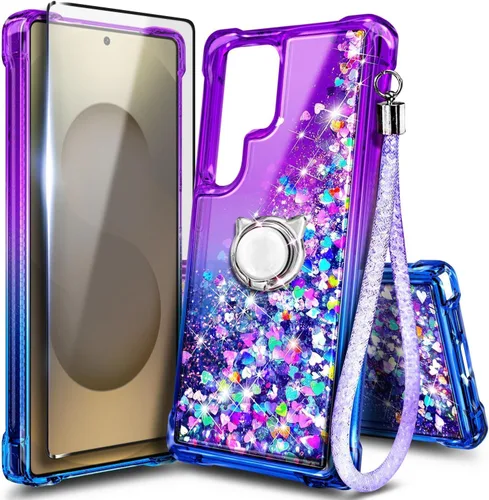 Vista 18 de NGB - Funda para teléfono Samsung Galaxy S9, color aguamarina/morado, bonita funda con purpurina líquida para mujeres y niñas, con protector