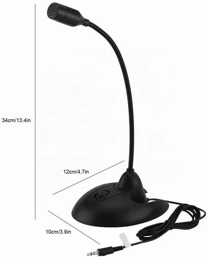 Vista 7 de Micrófono portátil, micrófono flexible de escritorio para karaoke estéreo para reuniones de oficina, chat de voz en línea, red de computadora (negro)