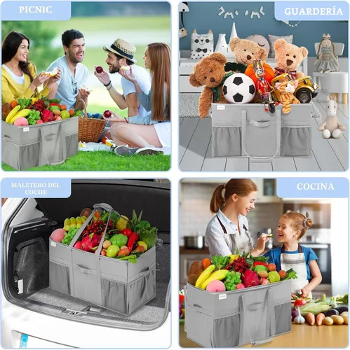 Vista 4 de LUVHOMEE Bolsa grande utilitaria, paquete de 2 bolsas reutilizables para comestibles, resistentes, bolsa de mano estructurada resistente