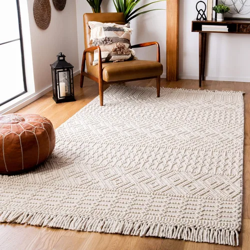 Vista 31 de SAFAVIEH Natura Collection - Alfombra decorativa de 2 x 3 pies, color marfil, con flecos de lana marroquí bohemia, hecha a mano, ideal para zonas