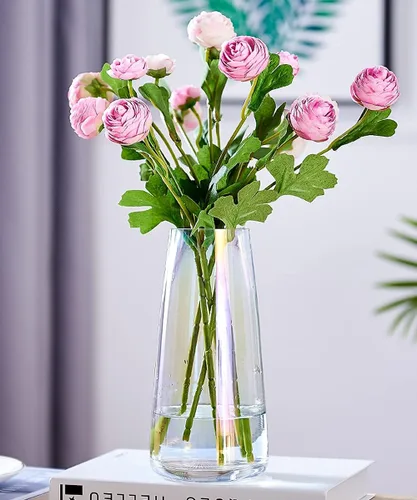 Vista 8 de Aoderun - Jarrón de vidrio para flores, jarrones modernos, decoración del hogar, jarrón único para ramos de flores de 22 cm, jarrón para centro