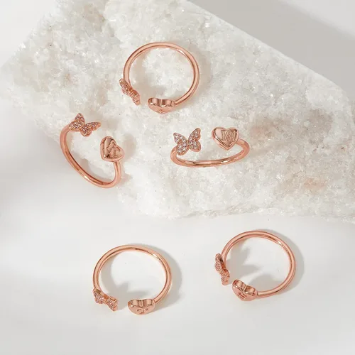 Vista 3 de Sora Tuki Anillo con inicial para mujer, anillo de letra de oro, anillos con inicial de plata para adolescentes y niñas, anillos ajustables de oro