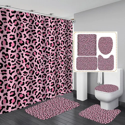 Vista 15 de Camille & Andrew - Juego de 4 cortinas de ducha con diseño de león negro, citas inspiradoras motivacionales, cabeza de rey león, vida silvestre