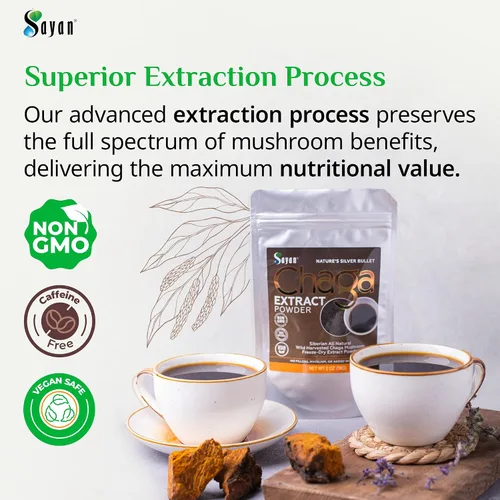 Vista 6 de Polvo extracto hongo chaga siberiano. Súper antioxidante, ayuda al sistema inmune., 2 onza, 1