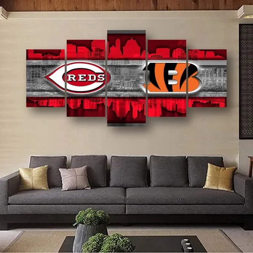 Vista 6 de Cincinnati City - Póster del equipo deportivo de la ciudad de Cincinnati, lienzo deportivo, patrón artístico de pared, diseño Art Deco