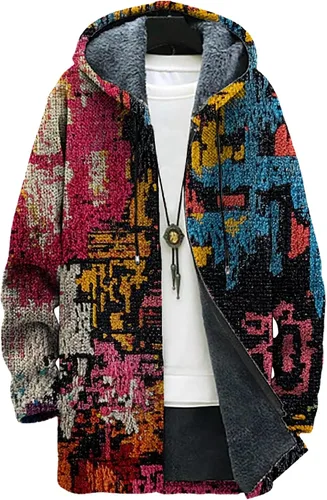 Vista 29 de Mens Hooded Cardigan Japanese Art Zip Up Long Sleeve Sweater Hoodie Dragon Print Coat with Pockets