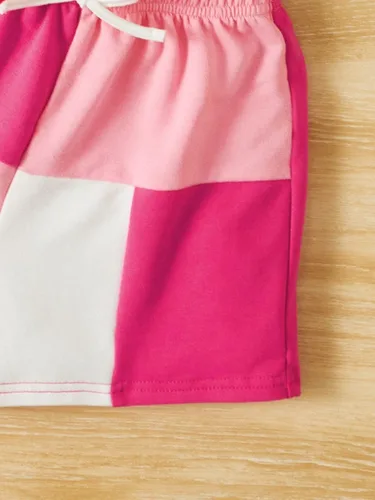 Vista 5 de SOLY HUX Toddler Girl's 2 Piece Outfits Summer Cute Colorblock Sleeveless Tank Tops and Track Shorts Sets Clothes
