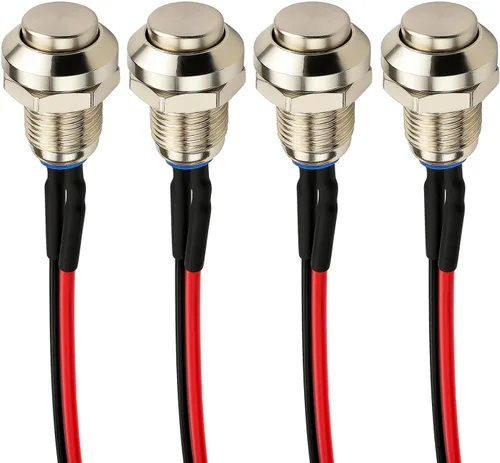 Vista 9 de Gebildet 10 piezas de botón de presión momentáneo mini precableado negro 3V-6V-12V-24V-230V/1A, SPST normalmente abierto ON/Off, botón redondo de 2