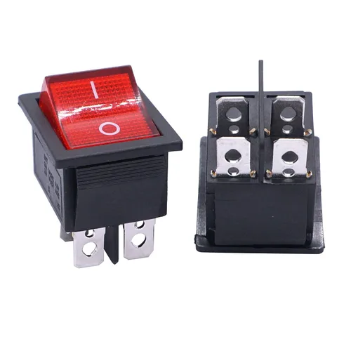 Vista 3 de Taiss 5 interruptores basculantes DPST ON/OFF de 4 pines 2 posiciones 16A 250VAC/20A 125VAC con luz roja iluminada interruptor de palanca basculante
