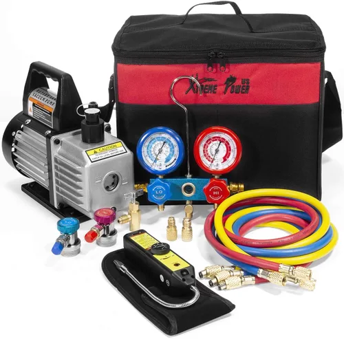Vista 9 de Aire bomba de aspiradora Xtremepowerus HVAC – A/C refrigeración kit colector ac gauge set
