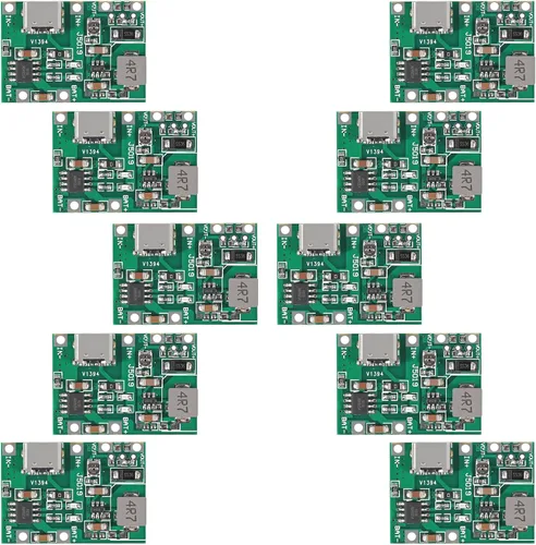 Vista 9 de AITRIP 6 unids 2A USB 18650 Li-ion cargador de batería de litio Boost 3.7V a 5V 9V 12V ajustable DC-DC Step Up Boost Módulo TP4056 DIY Kit piezas