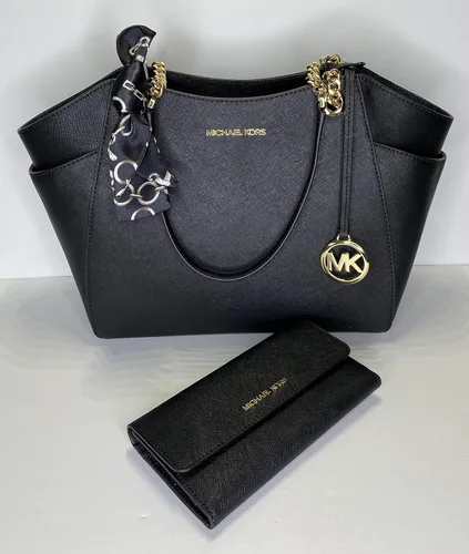 Vista 3 de Michael Kors Jet Set - bolsa de hombro para viaje con cadena grande billetera triple Michael Kors Jet Set negro L