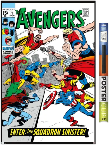 Vista 17 de Trends International Marvel Comics Avengers #70 - Póster de pared, 22.4 pulgadas de largo x 14.7 pulgadas, versión enmarcada en madera de granero