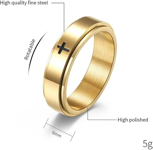 Vista 3 de Anillos de banda giratoria para aliviar el estrés y la ansiedad para hombres, mujeres y niñas para la ansiedad y el dedo giran libremente, acero