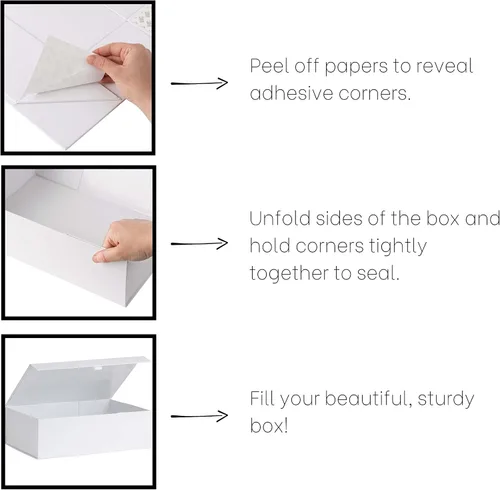 Vista 4 de Purple Q Crafts 1 Paquete Caja de Regalo Dura Blanca con Tapa de Cierre Magnético 10.5"x7"x3" Cajas de Favor Rectangulares con Acabado Blanco