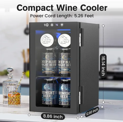 Vista 4 de [Usado] Electactic - Refrigerador para vino independiente, encimera, 24 latas, bodega de vino, enfriador de bebidas para refrescos, cerveza