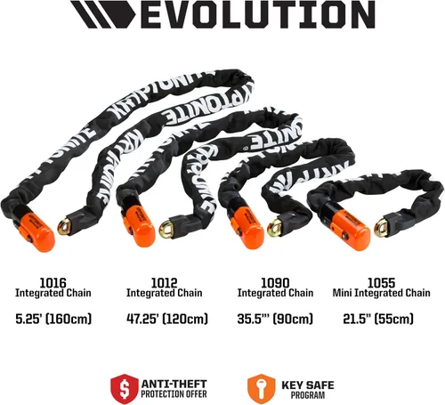 Vista 3 de Kryptonite Evolution 1012 Cerradura de Cadena para Bicicleta, Cadena de Acero de 10mm de 4 Pies de Largo, Cerradura de Cadena para Bicicleta