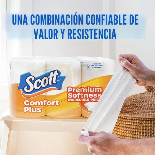 Vista 4 de Scott ComfortPlus - Papel higiénico, 12 rollos triples, 231 hojas por rollo