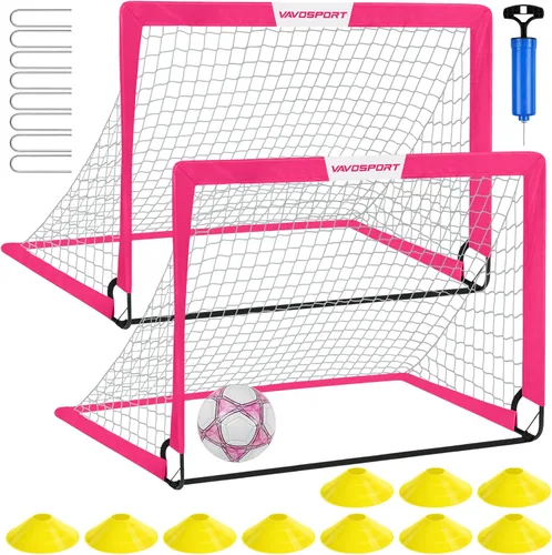 Vista 16 de Juego de porterías de fútbol para niños para patio trasero – 2 de 4 x 3 pies, equipo portátil de entrenamiento de portería de fútbol, red de fútbol