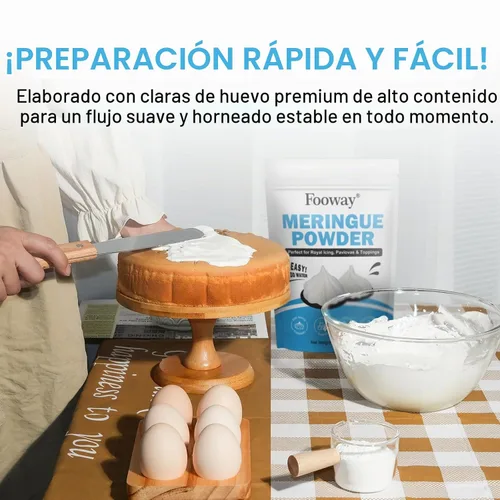 Vista 5 de Fooway Polvo de merengue premium de 12 onzas, base de clara de huevo con alto contenido de proteínas para glaseado real estable y decoración