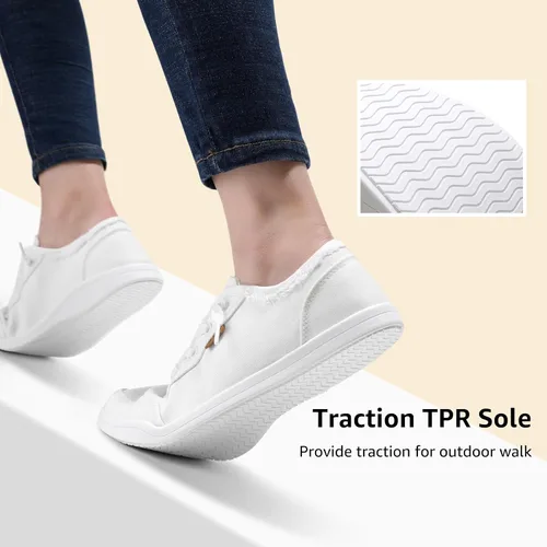 Vista 5 de STQ Zapatos sin cordones para mujer, zapatillas de lona clásicas de moda