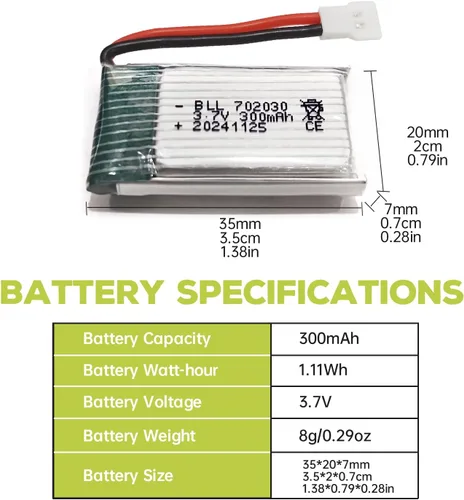 Vista 2 de Batería de litio de 5 unidades de 3.7 V 300 mAh 25C con cargador 5 en 1 para Syma X11 X11C WLToys V911S A120 XK A150 V966 FX801 UDI U830 U816A