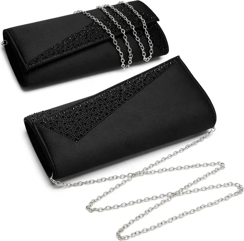 Vista 7 de Dasein Bolso de noche de satén con diamantes de imitación para mujer, bolso brillante con purpurina brillante para fiesta, boda, cóctel, baile