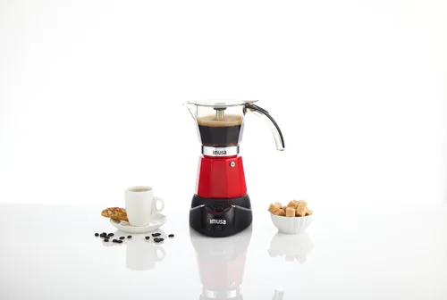Vista 2 de IMUSA Cafetera eléctrica para café expreso de 6 o 3 tazas, color rojo