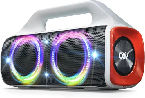 Vista 11 de Altavoz Bluetooth impermeable IP67: 80 W (pico), altavoces inalámbricos portátiles para exteriores con luces LED, tiempo de reproducción de 20