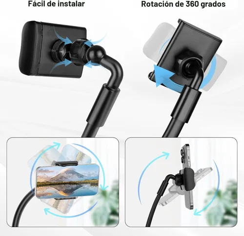 Vista 6 de Soporte para teléfono celular, soporte para teléfono celular de cuello, soporte de teléfono flexible de cuello de cisne sin manos para cama, soporte