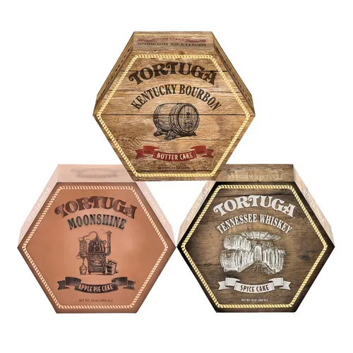 Vista 8 de TORTUGA Southern Trio Paquete de regalo – Whisky Tennessee, Borbon Kentucky y pastel de manzana Moonshine – Mini pasteles de 3 – 4 onzas – El regalo