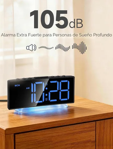 Vista 2 de Cadmos Reloj Despertador Extra Fuerte para Personas de Sueño Pesado Adultos, Adolescentes, Niños, Reloj Arcoíris para Dormitorios, Pequeño Reloj