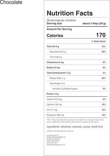 Vista 7 de Bebida saludable de proteína de almendra de chocolate en polvo para estómagos sensibles Vegan, Plant-Based For GERD, IBS No Bloating, No