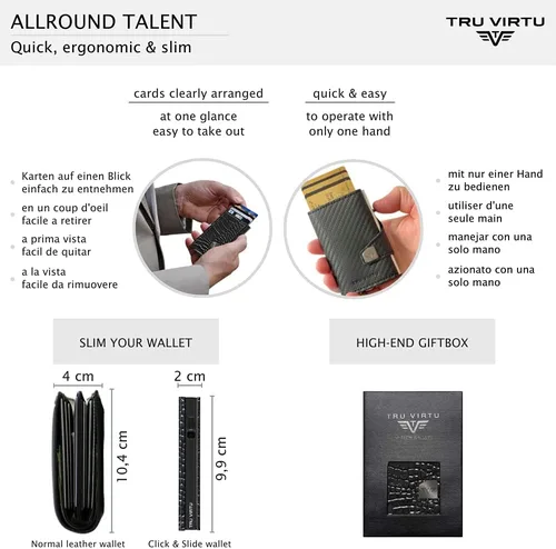Vista 4 de Tru Virtu Cartera CLICK & SLIDE Cuero, Croco BlackBlack
