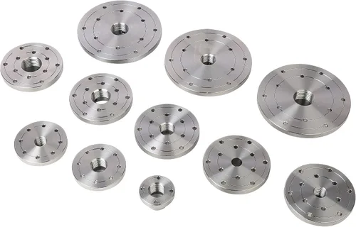 Vista 3 de Placa frontal de torno de madera de 2 pulgadas de acero, placa frontal de portabrocas de máquina de carpintería de husillo de 1 pulgada x 8 TPI