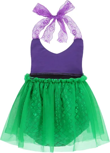 Vista 2 de Eledobby Mermaid 1st Birthday Outfit for Baby Girls Halloween Costume Infant Mermaids Romper Tutu Dress Party Onesie Clothes