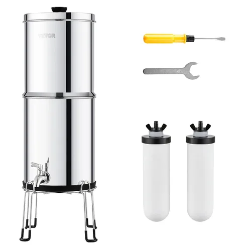 Vista 10 de VEVOR Sistema de filtro de agua por gravedad, sistema de sobremesa de acero inoxidable 304 de 1.5G, sistema de filtración de agua, reduce el plomo