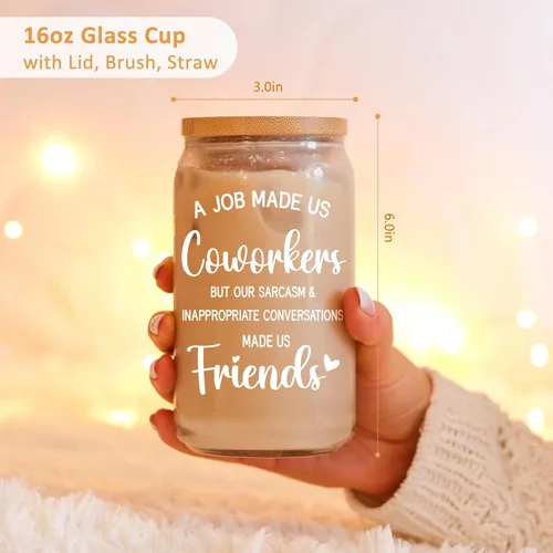 Vista 5 de Taza de Vidrio para Amistad de Colega de Fairy's Gift, Regalos de Cumpleaños para Mujeres Amistad, Regalos Graciosos para Colegas de Mujeres Hombres
