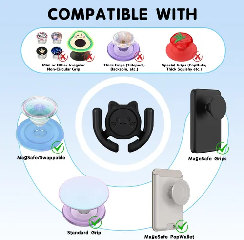 Vista 3 de Soporte multisuperficie para automóvil, paquete de 2 unidades compatible con soportes Popsocket, accesorios de soporte de dispositivos manos libres