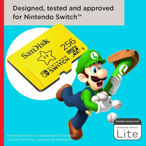 Vista 5 de SanDisk Tarjeta microSDXC de 256 GB, con licencia para Nintendo-Switch - SDSQXAO-256G-GNCZN