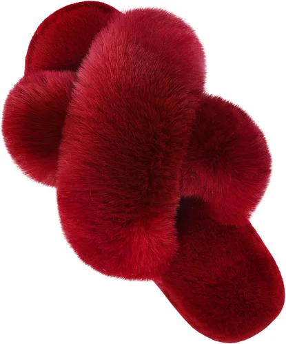Vista 7 de Parlovable - Pantuflas mullidas para mujer con banda cruzada cómodas, zapatillas de casa de espuma viscoelástica con punta abierta, regalos