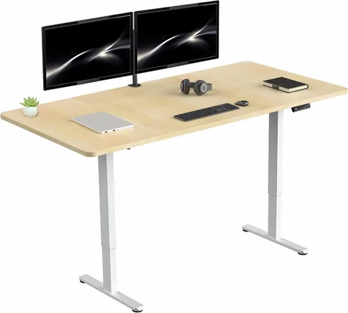 Vista 82 de VIVO DESK-KIT-E2B1B - Escritorio eléctrico de pie con motor doble, ajuste de altura de memoria, serie E2B, marco negro superior negro, DESK-KIT-E2B1B