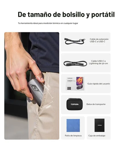 Vista 7 de TOPDON Cámara térmica TC002C Duo, compatible con cualquier iPhone, iPad y dispositivo Android USB-C, súper resolución de 512 x 384, cámara