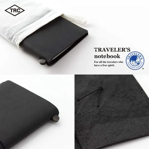 Vista 3 de Libreta negra de piel para viajeros Midori