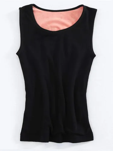 Vista 3 de Ropa interior de algodón con forro polar térmico para mujer, camiseta sin mangas, chaleco de capa base cálida