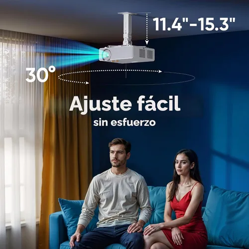 Vista 3 de ONKRON - Soporte de techo para proyector, máximo 22 libras, soporte universal, color blanco