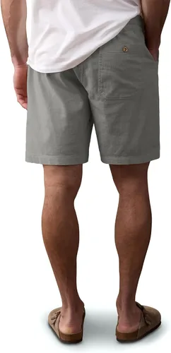 Vista 4 de Comdecevis Pantalones cortos de lino y algodón elástico para hombre, de 7 pulgadas, casuales, ligeros, para verano, playa, con cintura elástica