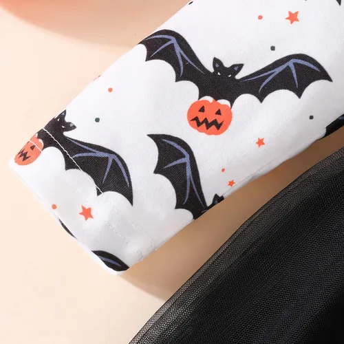 Vista 7 de Ovmxqso Disfraz de gato negro para niña pequeña, vestido de calabaza de manga larga, vestido de fiesta de tul de malla