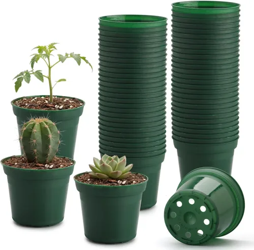 Vista 9 de RooTrimmer Paquete de 160 macetas negras de 3 pulgadas, plántulas de plástico, iniciador de semillas, macetas de germinación con drenaje